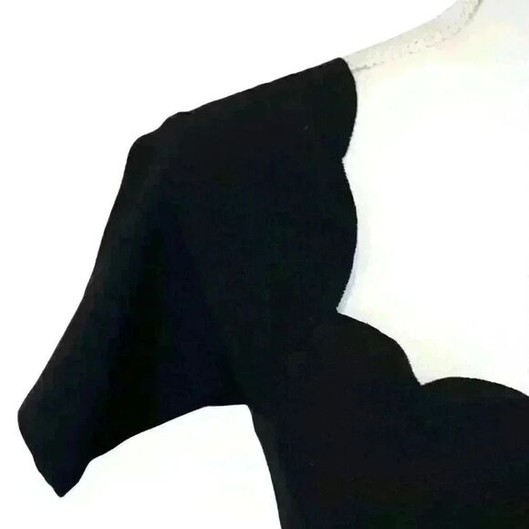 Nine Britton Black Off Shoulder Scallop Neck Mini Dress Made in USA Size Medium - Picture 5 of 7